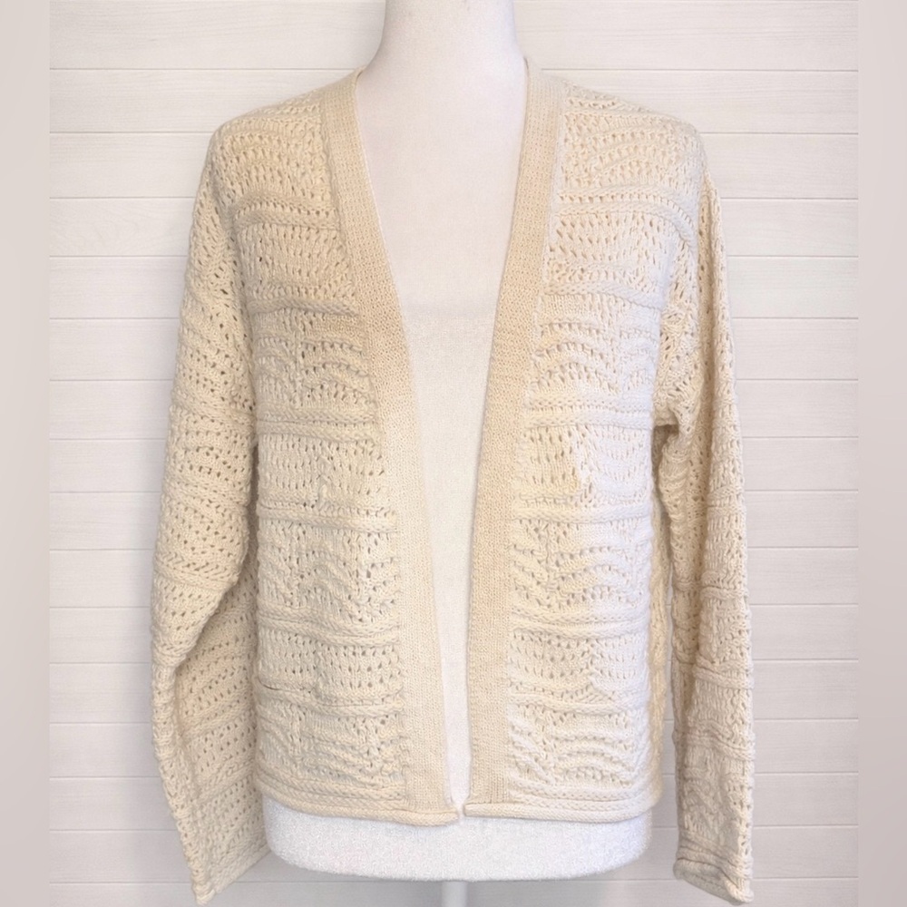 Broadway‎ 38 Medium Elegant open front White Knit Women's cardigan